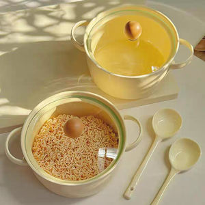 Mangkuk keramik 8 inci lucu Modern, dengan tutup telinga ganda mangkuk sup keramik kapasitas besar mangkuk Ramen berwarna - Product Image 6