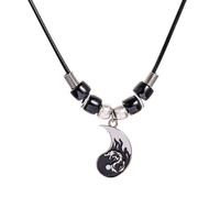 Go Party Populaire Ami Couple 2 Pcs/set Yin Yang Taichi Pendentif Collier Fait Main Tissé Alliage Goutte D'huile Dragon Bracelet Collier
