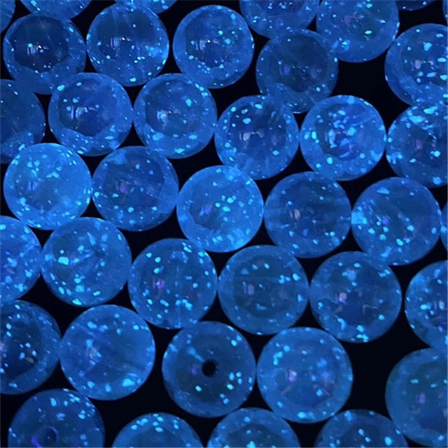 Shiny Starry Sky Glitter Luminous Acrylic Beads 16mm UV Coating Color Transparent Glitter Acrylic Pearl Beads with Hole 2.8mm