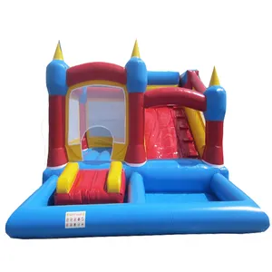 Kids Indoor Moonwalk Commerciële Springkussen Pvc Outdoor Opblaasbaar Kasteel Met Zwembad En Schuif