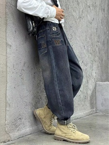 กางเกงคาร์โก้ขาตรงทรงหลวมสำหรับวัยรุ่นแถบรัดกลางแบบยืดหยุ่นผ้าไม่ยืดสีทึบมีกระเป๋าสีจาง - Product Image 2