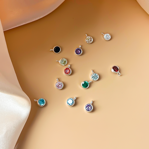 Cổ Điển 925 Sterling Bạc 4Mm Dọc Lỗ 12 Tháng Zircon <span class=keywords><strong>Birthstone</strong></span> Quyến Rũ Mặt Dây Chuyền Đối Với Trang Sức Làm - Product Image 5