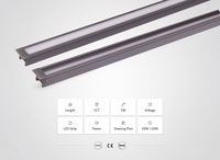 Profilé LED encastré en aluminium 12V avec abat-jour en plastique, dimmable, pour éclairage de placard, étagère, armoire de cuisine et bibliothèque YB1019-0