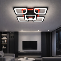 Lustre de plafond noir moderne nordique JACKSUN avec éclairage LED RGB 72W, éclairage d'intérieur pour salon, télécommande, éclairage intelligent
