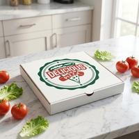 Boîte à pizza en carton kraft imprimée sur mesure, qualité alimentaire, pour restaurants à emporter, emballage ondulé résistant à la graisse