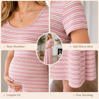 Robe longue de maternité rayée à manches courtes pour l'été, vente en gros d'usine, OEM ODM