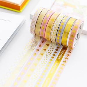 Washi Tape de papel de aluminio dorado con estampado personalizado, planificador Kawaii, álbum de recortes de Navidad para chicas, juego de cinta Washi con rayas de puntos de melocotón - Product Image 2