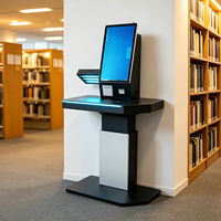 Terminal de prêts et de retours de livres en libre-service vertical de 21,5 pouces avec fonctions d'impression, de lecture de codes QR et de lecture de cartes