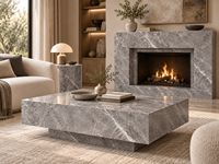 Dalles de marbre gris château pour revêtements de sol de hall, îlots de cuisine, murs de douche, tables basses, lavabos en pierre et buffets sur mesure
