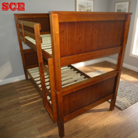 Lit superposé double moderne en bois massif cerisier non pliable pour enfants, modèle SC-BD705 par SCE