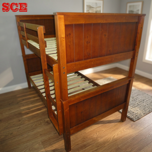 Lit superposé double moderne en bois massif cerisier pour enfants par SCE - Product Image 2