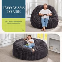 Fauteuil pouf géant luxueux et moelleux de 5 pieds pour adulte