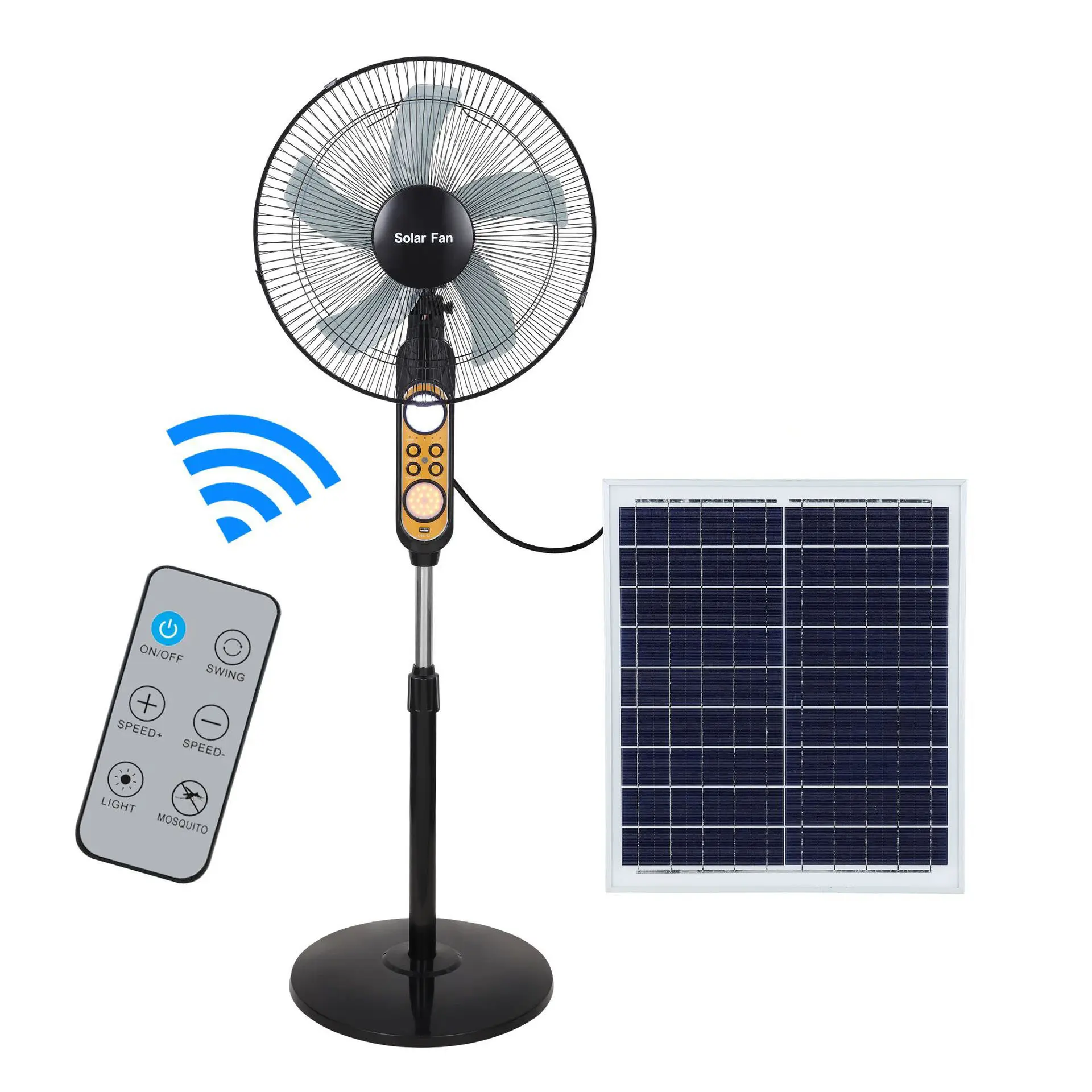 Factory Price Rechargeable Adjustable Ac/dc Charging With Solar Panel Electric Floor Stand Fan