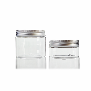 Tùy Chỉnh 100Ml 200Ml 8Oz 300Ml 12Oz 500Ml Rõ Ràng Trắng Đen Rộng Miệng Hộp Mỹ Phẩm Nhựa Pet <span class=keywords><strong>Jar</strong></span> Với Nắp Nhôm - Product Image 1