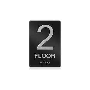 Letrero Profesional para Piso con Número en Braille - Letrero Táctil para Puerta/Pared para Oficina, Hotel, Hospital, Negro/Plateado, Personalizable - Product Image 2