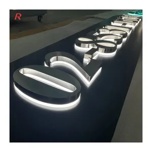 Factory custom business sign board indoor logo metal acrylic backlit light letters 3d sign