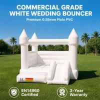 Château gonflable élégant blanc pour mariage, combo toboggan et château gonflable de qualité commerciale pour location événementielle en extérieur