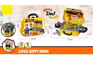 Juego de herramientas de ingeniero pequeño juguete para niño 2 en 1 Herramienta de reparación de simulación Kit de herramientas de fijación preescolar juguete de carpintero con <span class=keywords><strong>caja</strong></span> amarilla portátil - Product Image 6