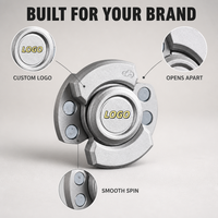Spinner artisanal en alliage de zinc, gravure personnalisée du logo, cadeau noir et argent, vente en gros OEM ODM, jouet de bureau EDC