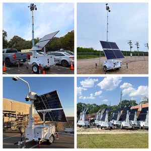 Mobile Solar Surveillance CCTV Trailer With <strong>360</strong>&deg; Rotation PTZ <strong>Camera</strong> Easy Installation <strong>Wireless</strong> Monitoring For Outdoor Security - Product Image 4