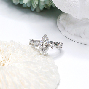 Anelli Personalizzati Paston con Moissanite Taglio Marquise 7*14mm 3ct, Gioielli da Donna, Anello Nuziale che Supera il Test del Diamante - Product Image 2