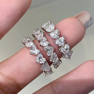 แหวนเพชรทรงหัวใจ Eternity Diamond แหวนแต่งงานเพชรเพาะเลี้ยงในห้องปฏิบัติการ ทองคำขาว 10K 14K 18K เครื่องประดับชั้นดี - Product Image 2