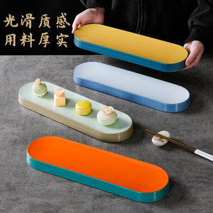 Rectangular commercial sushi restaurant <b>plates</b>, imitation porcelain sashimi <b>plates</b>, hot pot and barbecue long <b>plates</b>, <b>melamine</b> - Product Image 1