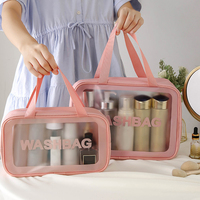 Trousse de maquillage transparente avec logo personnalisé, pinceau de maquillage en PVC transparent pour femme, pochette de soins de la peau et de beauté, trousse de toilette cosmétique