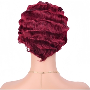 Nouvelle perruque synthétique courte ondulée style Finger Wave pour femmes noires, perruque bouclée <span class=keywords><strong>Lady</strong></span> Nuna, idéale pour les années 20, les cosplay et les fêtes d'Halloween - Product Image 4