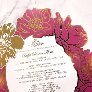 Cartes de <span class=keywords><strong>menu</strong></span> en papier pailleté de grande taille avec motif de fleurs de cerisier, rose, pour hôtel, réception de mariage - Product Image 6