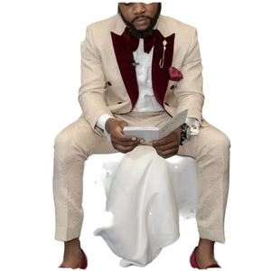 Venta al por mayor de los hombres con cuello en V Blazer Slim Fit traje de novio a medida para bodas eventos formales doble botonadura plisada frontal transpirable - Product Image 1