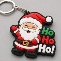 Porte-clés personnalisé Père Noël en PVC, OEM, Ho Ho Ho, en caoutchouc souple, pour Noël, cadeau de fête, vente en gros, fabricant en vrac
