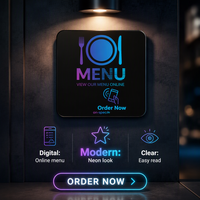 Carte de menu de restaurant intelligente 80*80mm en PVC avec puce NFC, carte interactive de table pour avis, carte de menu NFC sans contact