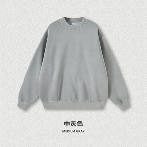 เสื้อสเวตเชิ้ตโอเวอร์ไซส์พิมพ์ลายดรอปสกรีน ติดกระดุม ผ้าคอตตอนหนา 345 กรัม ซิป ¼  แบบสวมใส่ได้ทั้งชายและหญิง เหมาะสำหรับฤดูใบไม้ร่วง  ปักลาย  ลำลอง - Product Image 4