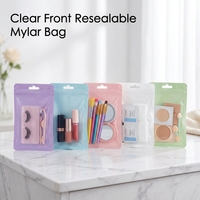 Sachet refermable transparent en PE avec fermeture éclair et option de logo personnalisé, emballage de qualité alimentaire pour faux cils et accessoires de nail art