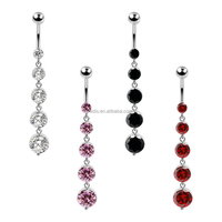 Bijoux de piercing en acier inoxydable, pendentif à cinq zircones, barre banane, chaîne longue d'été pour la plage, anneau de nombril