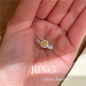 Anillo de plata de ley S925 de King Silver Jewelry con circonita cúbica amarilla y nácar blanco para mujer, ideal para regalo. - Product Image 3