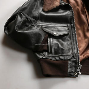 جاكيت للدراجات النارية شوت G1 بحجم الولايات المتحدة ، جاكيت نسائي من جلد طبيعي بني وياقة من الجلد الطبيعي قابلة للفصل - Product Image 4