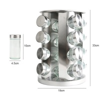 4 étages 16 bouteilles Armoire tournante pour comptoir Tour Recharges Pot d'assaisonnement en acier inoxydable Organisateur de stockage d'épices de cuisine