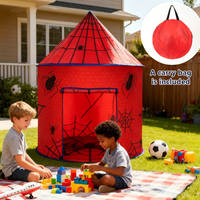 Carpa Infantil de Alta Calidad con Diseño de Castillo de Princesa y Araña, de Algodón Perlado, para Niños de 4 a 6 Años, Interacción Padres-Hijos, Interior/Exterior, Verano