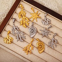 Breloques pour sacs étanches en acier inoxydable plaqué or 18 carats, motifs cœur, étoile de mer, coquillage, corail, accessoires pour bijoux DIY, fabricant