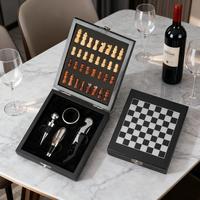 Uuhom Coffret Cadeau Luxueux Ouvre-Bouteille Carré Design Plateau d'Échecs en Acier Inoxydable et Plastique avec Tire-Bouchon, Bouchon et Verseur