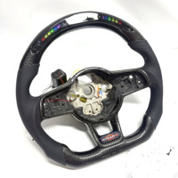 Pour VW/Volkswagen MK7 GTI Golf 6 7 7.5 R R-Line CC Polo Passat B8 Volant en fibre de carbone avec LED Accessoires de voiture