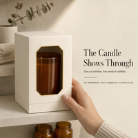 Boîte cadeau personnalisée de luxe en papier artistique biodégradable, imprimée quadrichromie, avec coins arrondis et estampage à chaud, pour vin, parfum ou bougie parfumée, avec fenêtre