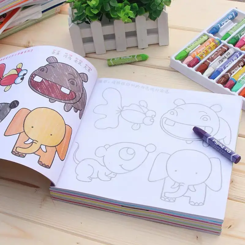 Grosir Kustom Gambar Cetak Kartun Anak-anak Buku Mewarnai Salin Gambar Buku Corat-coret