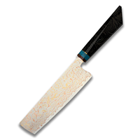 KitchenBliss Koper Damascus Steakmes 7 Inch VG10 Kern 33-laags Turquoise Hars Handvat Keukenmessen