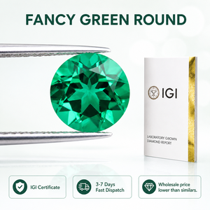 Diamant rond brillant vert vif fantaisie, taille brillant, certifié IGI, clarté VS1, diamant CVD pour bijoux - Product Image 3