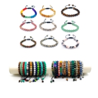 Vente en gros de bracelets ajustables en pierre de jaspe fou gris chinois pour femmes hommes avec perles de jaspe de 8mm pierres de turquoise