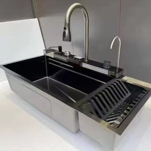 Ensemble d'évier de cuisine en acier inoxydable 201, évier intégré fait main pour la vaisselle - Product Image 6