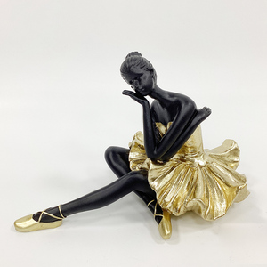 Vente en gros de figurines de ballerine en résine noire et dorée, statue de danseuse pour la décoration de la maison - Product Image 6